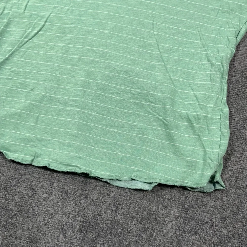 Marine Layer Striped Henley Shirt Mens Large Long Sleeve Raw Hem Green Coastal